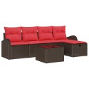vidaXL Sofa sett med pute med lagring Brun og rød polyrotting