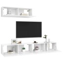 vidaXL TV-benksett 3 deler hvit sponplate