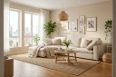 Visby 4 seters L formet dyp vendbar sofa med sjeselong i stoff   Beige