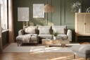 Florenz 3 seters Venstrevendt L formet Sjeselongsofa i Chenille   Grå / Beige