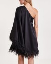 By Malina Andrea One-Shoulder Feather Mini Dress - Black L
