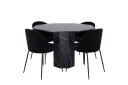 Venture Home Marbs Spisegruppe 110 cm Rund med 4 Wrinkles Stoler Sort
