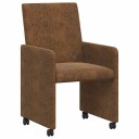  Spisebordsstoler med hjul med hjul 2 pcs Brun 57 x 66 x 94 cm