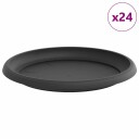 vidaXL Rundt Blomsterbrett 24 pcs Svart Ø 23,5 x 2,5 cm Plast