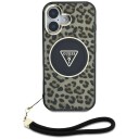 Guess Leopard Triangle Cord Strap MagSafe Deksel til iPhone 16 - Brun