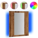 vidaXL Speilskap med LED gammelt tre 40x12x45 cm konstruert tre
