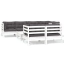 vidaXL Hagesofagruppe med puter 8 deler hvit heltre furu