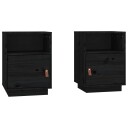 vidaXL Nattbord 2 stk svart 40x34x55 cm heltre furu
