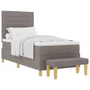  Sengseng med madrass & benk Taupe 90 x 190 cm Stoff