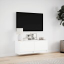  Vegghengt TV-benk med LED hvit 100x31x35 cm 852362