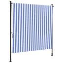  Utendørs rullegardin blå og hvit 200x270 cm stoff og stål 368767