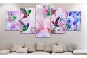 Bilde Colourful Hummingbirds 5 Parts Wide Violet 100x50 Artgeist sp. z o. o.