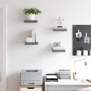 vidaXL Flytende vegghyller 4 stk h?yglans gr? 23x23,5x3,8 cm MDF