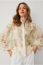 Ellos Collection   Bluse med blondebroderi   Beige