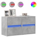  Vegghengte TV-benker med LED-lys 2 stk betonggrå 41x31x45 cm