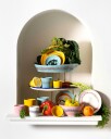 Feast Deep Plate 22 cm White / Red Striped