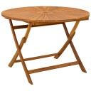 vidaXL Sammenleggbart hagebord Naturlig Ø110 x 75 cm Solid akasietre