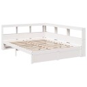  Seng med bokhylle uten madrass hvit 150x200 cm heltre furu
