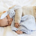 Teddykompaniet Diinglisar  Kanin Koseklut Musselin Babyblå