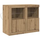 Sidekabinetter med LED lamper 2 stk Artisan Eik 41x37x67 cm