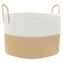  Oppbevaringskurv beige og hvit Ø51x33 cm bomull