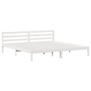 Sengramme med Hodegjerde Hvit 180x220 cm Solid Tre Furu