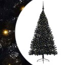  Kunstig Forhåndsopplyst Juletre med 300 LED Svart 180 cm PVC