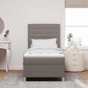  Box Spring Seng med Madrass & LED Taupe 80x200 cm Stoff