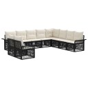 vidaXL Hagesofa Set 10 stk. Svart polyrotting