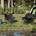  Campingstoler med lomme 2 stk sammenleggbar svart 366548