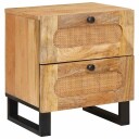  Nattbordskap 2 pcs Naturlig 40 x 33 x 46 cm Massiv mango tre