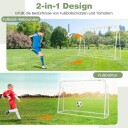 2 i 1 fotballmål og rebounder fotballmål 187 x 60 x 102 122,5 cm barnefotballmålsett høydejusterbar hvit