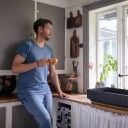 T-skjorte til herre Anders Mørkeblå