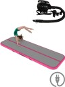 Mzone AirTrack 3 meter med elektrisk pumpe oppblåsbar treningsmatte med sprett rosa