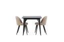 Venture Home Tempe Matgruppe 80 cm Rektangulær med 2 Velvet stoler Beige