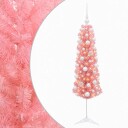 vidaXL Kunstig slankt juletre med julekuler 150 cm 150 LED-lys