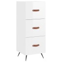 vidaXL Skjenk høyglans hvit 34,5x34x90 cm konstruert tre