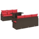 vidaXL Hagesofa Set 7 stk. 6-Antall seter Brun og rød polyrotting