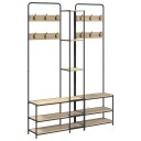 vidaXL Knaggrekker med sko benk Sonoma eik 143 x 30 x 199,5 cm