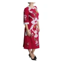 Dolce & Gabbana Red Floral Embroidered Sheath Midi Dress Rød S