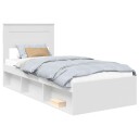  Sengestamme med madrass med skuff Hvit 75 x 190 cm Massiv furu