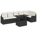 vidaXL Sofa sett 7 stk. Svart Poly rattan