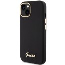 Guess Silikon Hardcase til iPhone 15 med Metall-Logo – Svart