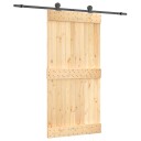 vidaXL Skyvedør Naturlig og svart 100 x 210 cm Massiv Furu Tre