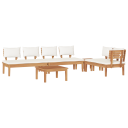  5-delt hage spise-sett med puter Solid teak tre