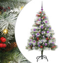 vidaXL Kunstig juletre Grønn og hvit 150 cm PVC og Metall og Plast