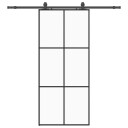 vidaXL Skyvedør med monteringssett svart 90x205 cm ESG-glass
