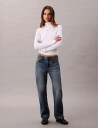 Calvin Klein Jeans Ls Woven Label Turtleneck - White - XXS