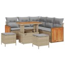 vidaXL Hagesofa Set 9 stk. 6-Antall seter Beige og lys grå polyrotting