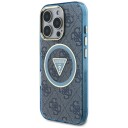 Guess MagSafe Deksel til iPhone 16 Pro 4G Metall Glitter Sirkel Triangel - Blå